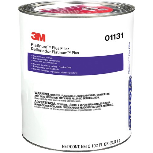 3M Platinum Plus 01131 Premium Body Filler, Gold, Paste, 1 Gallon
