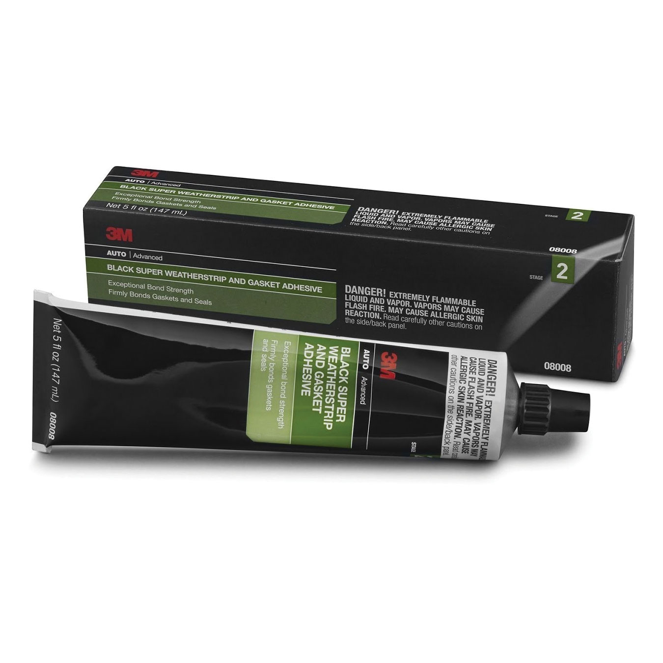 3M 08008 Super Weatherstrip and Gasket Adhesive, Paste, Black, 24 hr Curing, 5 oz Tube