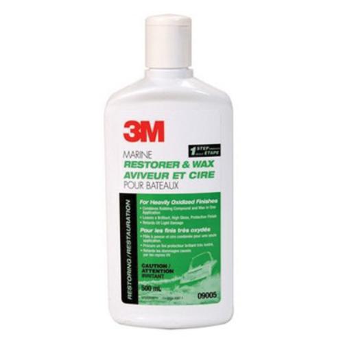 3M 09005 Marine Restorer and Wax, Tan/White Liquid, 500 mL Bottle