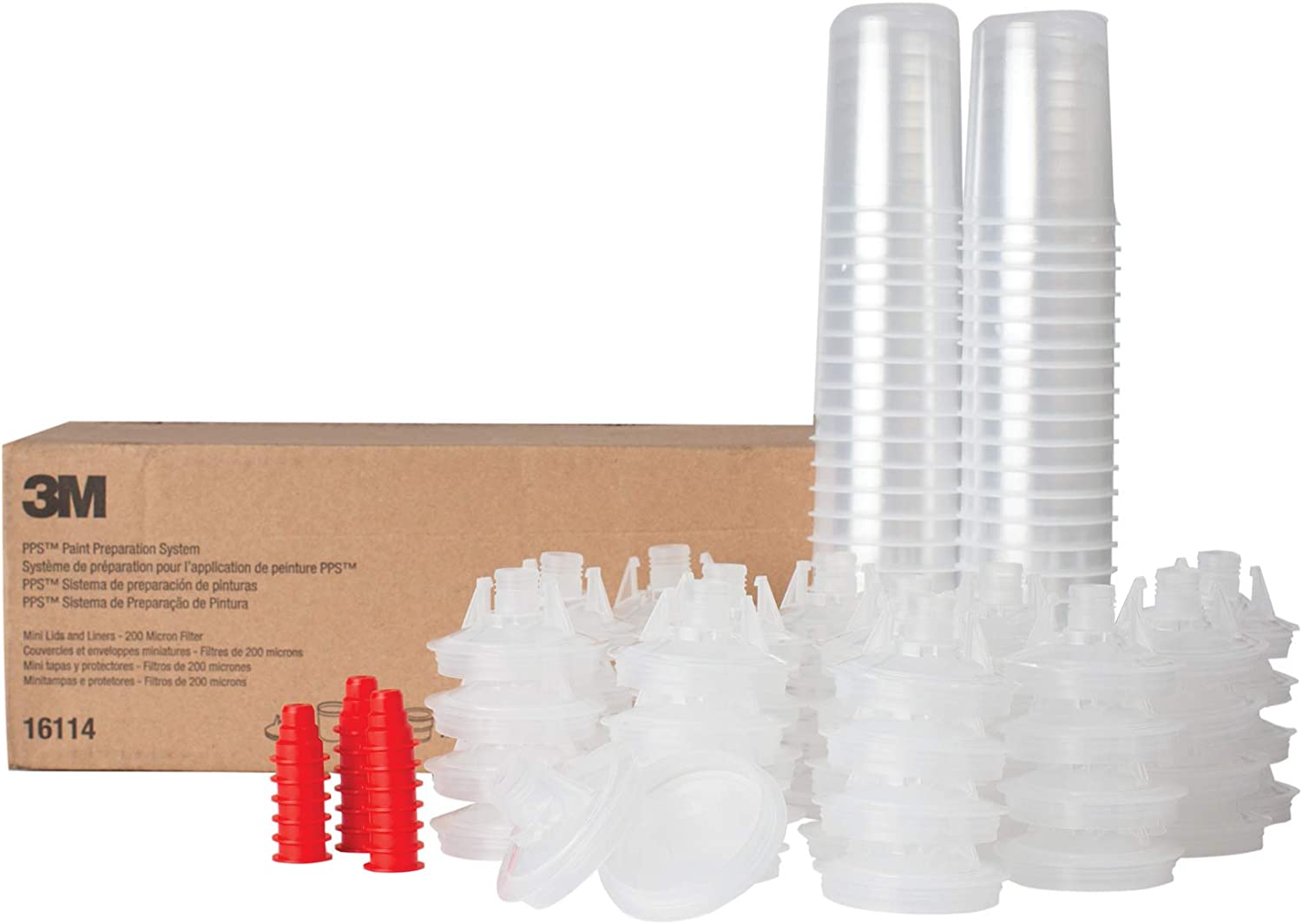 3M 16114 PPS Original Series Paint Spray Gun Cup Lids and Liners Kit, 6 fl oz, 50 Lids and Liners