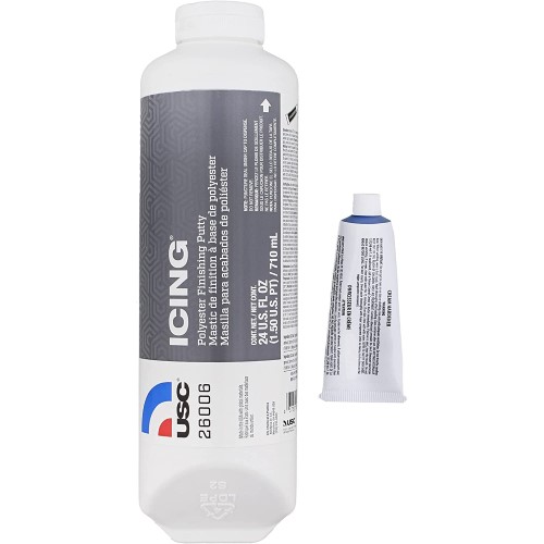 USC Icing 26006 Pourable Brushable Polyester Finishing Putty, 24 fl oz Tube, Liquid
