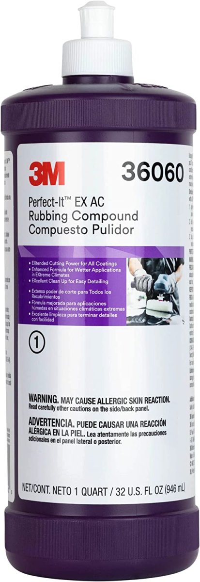 3M Perfect-It 36060 EX AC Rubbing Compound, White, Liquid, 1 Quart