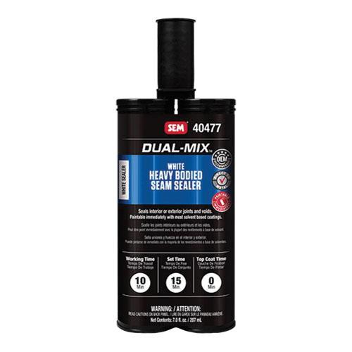 SEM Dual-Mix 40477 Heavy Bodied 2-Component Seam Sealer, 7 oz Cartridge, Liquid, White, 1 hr at 70 deg F Curing